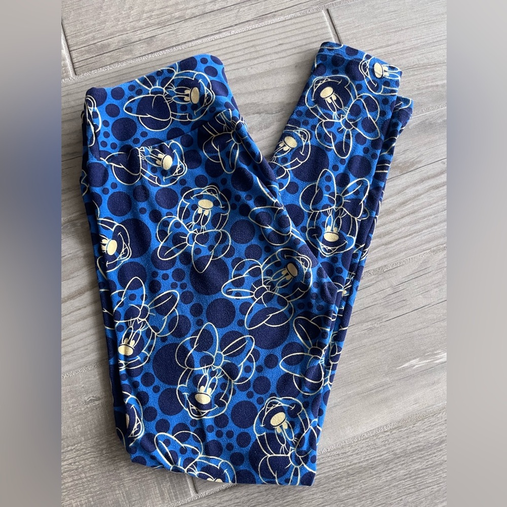 LuLaRoe buttery soft Blue and black Disney Minnie Mouse women’s OS Leggings